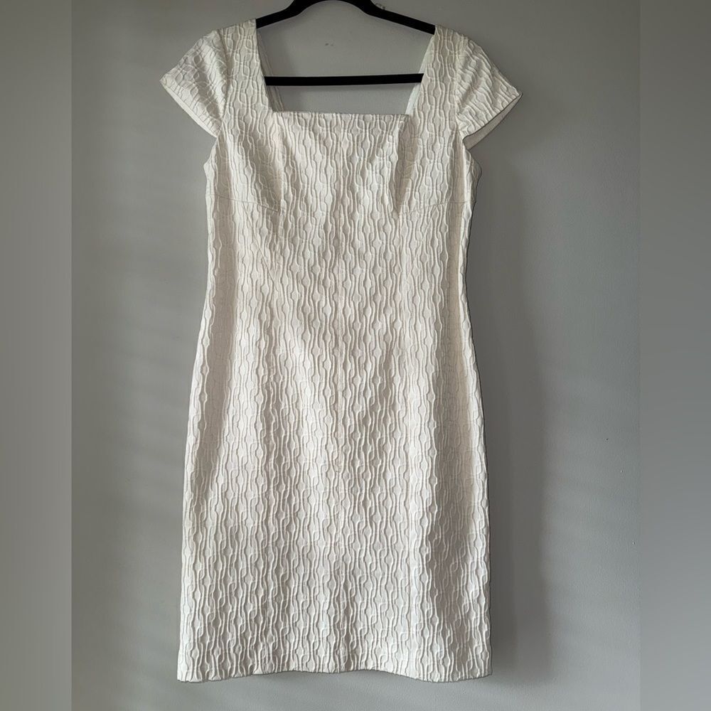Adrianna Papell Designer Textured Off White Elegant Dress Size 8